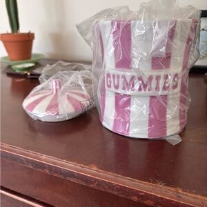 Jonathan Adler Pink and White Gummies Jar NEW